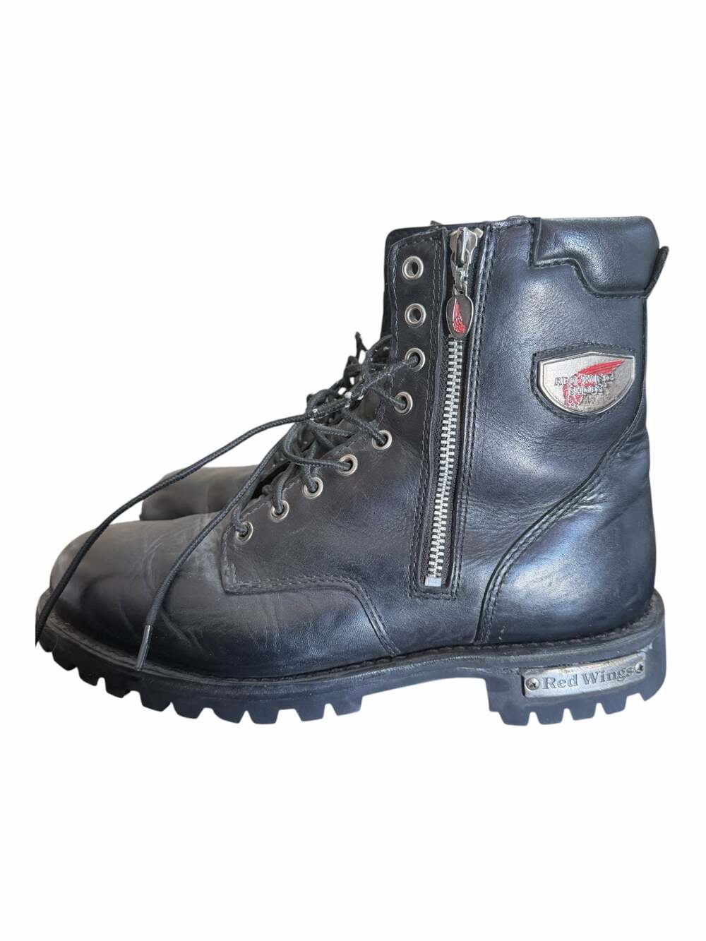 Red Wing 979 Black Leather Side Zip Motorcycle Boots Size 10 D